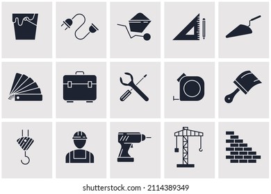 construction elements set icon symbol template for graphic and web design collection logo vector illustration