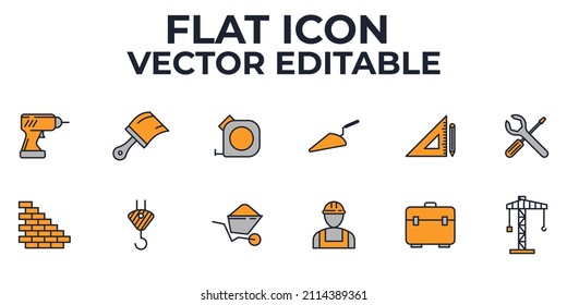 construction elements set icon symbol template for graphic and web design collection logo vector illustration