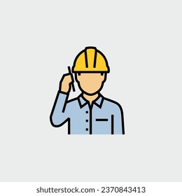 Construction Engineer Architect Talking on His Mobile Phone Vector Icon