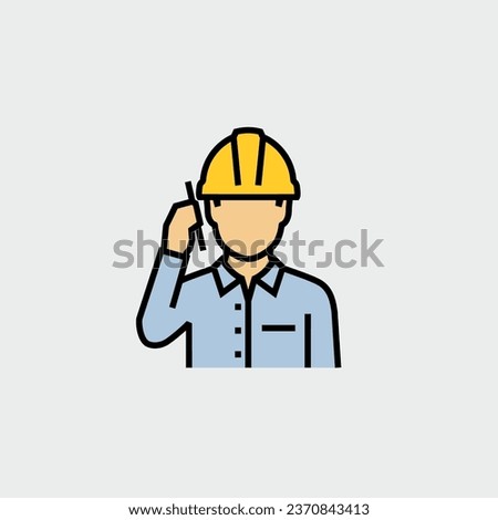 Construction Engineer Architect Talking on His Mobile Phone Vector Icon