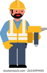 Construction engineer with clipboard and helmet