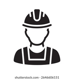 Bauingenieur Glyphe Symbol mit hartem Hut für Gebäude professionelle Industriearbeiter und Website Vorarbeiter Vektorgrafik Vektor solide Glyphe Symbol