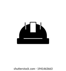 Construcción, icono del casco de ingeniería, icono de la herramienta de protección de la construcción en forma plana y sólida icono del glifo, aislado en fondo blanco 