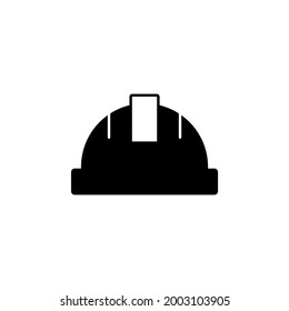 Construction, engineer helmet icon, construction protection safety tool icon  in solid black flat shape glyph icon, isolated on white background 