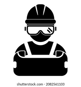 Bauingenieur Symbol in modernem Silhouettendesign. Vektorgrafik einzeln auf weißem Hintergrund.