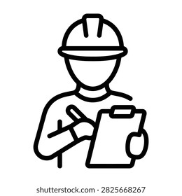 Construction engineer inspector writing on clipboard icon with engineer inspector construction clipboard