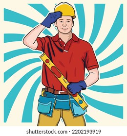 Construction Engineer Vector Drawing Vector Illustration Stock Vector ...