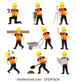 Construction Engineer Worker Builder Set