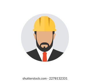 Ingeniero de la construcción, Trabajador de la construcción, Empleado, Diseño del logo de Labor. Arquitecto de Project Manager de persona de negocios. Mantenimiento por el diseño e ilustración de vectores de técnicos y trabajadores de la construcción.