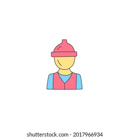 Construction engineer worker icon in color icon, isolated on white background 