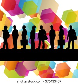 Construction engineer worker people silhouettes in active industrial business abstract background illustration vector