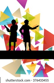 Construction engineer worker people silhouettes in active industrial business abstract background illustration vector