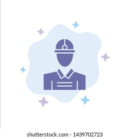 Construction, Engineer, Worker, Work Blue Icon on Abstract Cloud Background