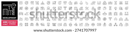 Construction and engineering editable line icons set. Building and architecture