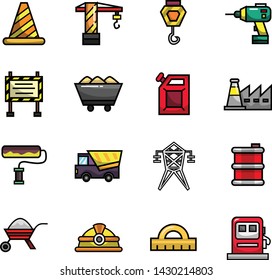 Construction Engineering Elements Full Color Vector Icon Set Pack Illustration