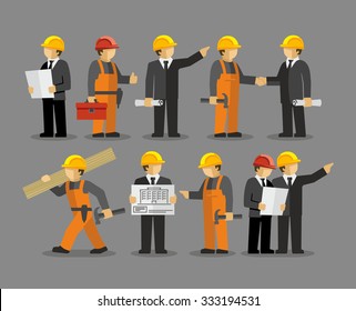 Construction Engineering Industrial Workers Project Manager Vector 