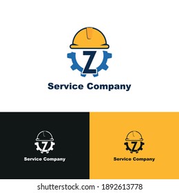 construction and engineering logo concept with initial letter Z, gear and helmet