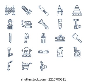 Construction and engineering tools icon set