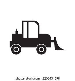 Construction Equipment Crawler Dozer Icon | Black Vector Illustration |