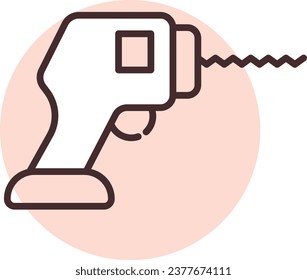 Construction equipment drill, illustration or icon, vector on white background.