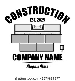 construction equipment emblem logo vector design black white