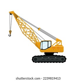 Construction equipment excavator crane for transporting goods and building construction. flat design vector illustration isolated white background