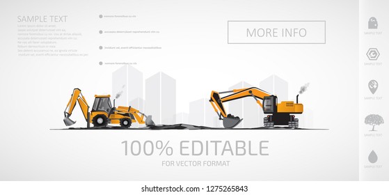 Construction equipment, excavators.