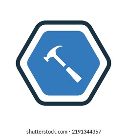 Bau, Ausrüstung, Hammersymbol. Einfache Vektorgrafik.