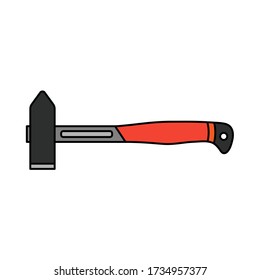Construction equipment icon. Color isolated labor element of carpenter, locksmith, builder. Professional industrial hand tool hammer, nail. Repair technology. Vector illustration icon for web design