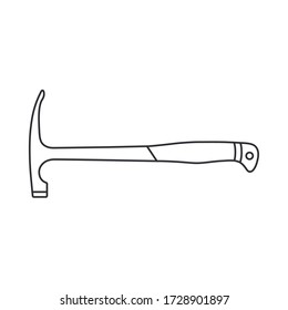 Construction equipment icon. Outline isolated labor element of carpenter, locksmith, builder. Professional industrial hand tool - hammer, nail. Repair technology. Vector illustration for background.