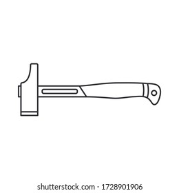 Icono de equipo de construcción. Esbozar elemento de trabajo aislado del carpintero, cerrajero, constructor. Herramienta de mano industrial profesional - martillo, uña. Tecnología de reparación. Ilustración vectorial para el fondo.