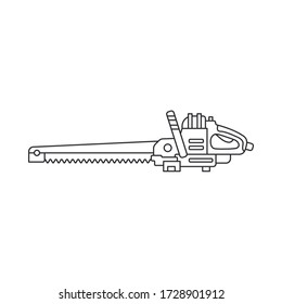 Construction equipment icon. Outline isolated labor element of carpenter, locksmith, builder. Professional industrial hand tool electric saw. Repair technology. Vector illustration icon for web design