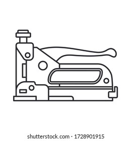 Construction equipment icon. Outline isolated labor element of carpenter, locksmith, builder. Professional industrial hand tool nail stapler. Repair technology. Vector illustration icon for web design