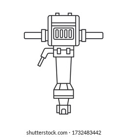Construction equipment icon. Outline isolated labor element of carpenter, locksmith, builder. Professional electric hand tool perforator, drill. Repair technology. Vector illustration for background.