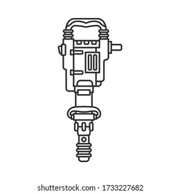 Construction equipment icon. Outline isolated labor element of carpenter, locksmith, builder. Professional electric hand tool perforator, drill. Repair technology. Vector illustration for web design.