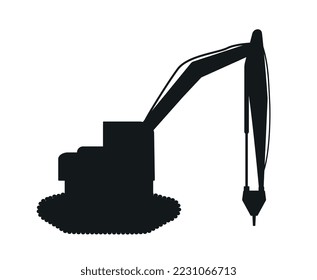 Construction equipment icon. Sticker for social networks and messengers. Automation of cleaning and construction processes. Logotype for company and branding. Cartoon flat vector illustration