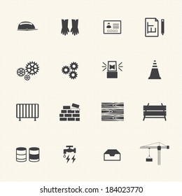 Construction equipment icons set