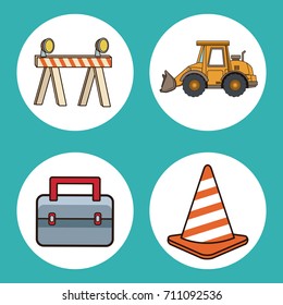 Construction equipment icons set