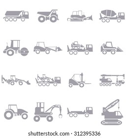 Construction Equipment Icons Set Illustration