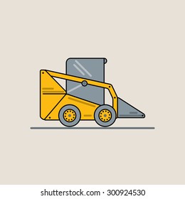Construction equipment and machinery - loader. Vector illustrations in flat cartoon style.