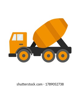 Equipo de construcción, máquinas para trabajos de construcción de piezas aisladas vectores de iconos. Mezclador de concreto