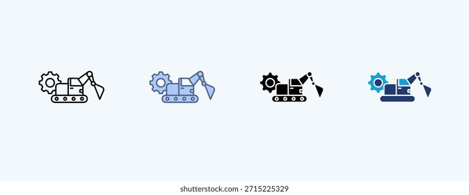 Construction Equipment Multiple Icon Illustration Vector