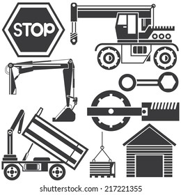 construction equipment set, heavy duty machines 