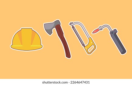 Iconos vectores de pegatinas de equipo de construcción