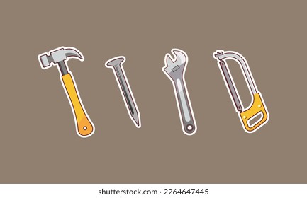 Iconos vectores de pegatinas de equipo de construcción