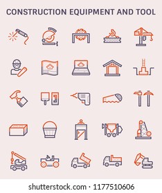 Construction equipment and tool icon set.