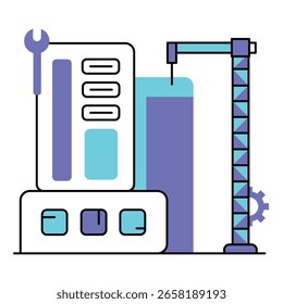 Ilustração do contorno do ícone do vetor do equipamento de construção