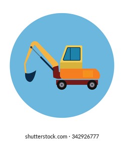 Construction Excavator Colored Vector Illustration 