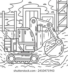 Construction Excavator Coloring Page for Kids
