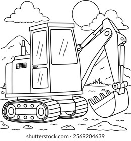 Construction Excavator Coloring Page for Kids